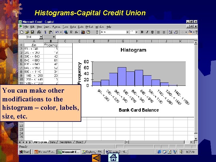 Histograms-Capital Credit Union You can make other modifications to the histogram – color, labels,