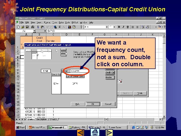 Joint Frequency Distributions-Capital Credit Union We want a frequency count, not a sum. Double