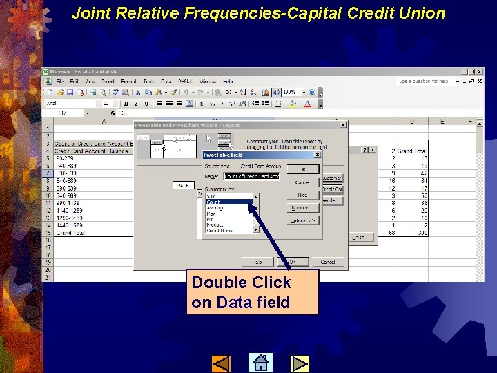 Joint Relative Frequencies-Capital Credit Union Double Click on Data field 