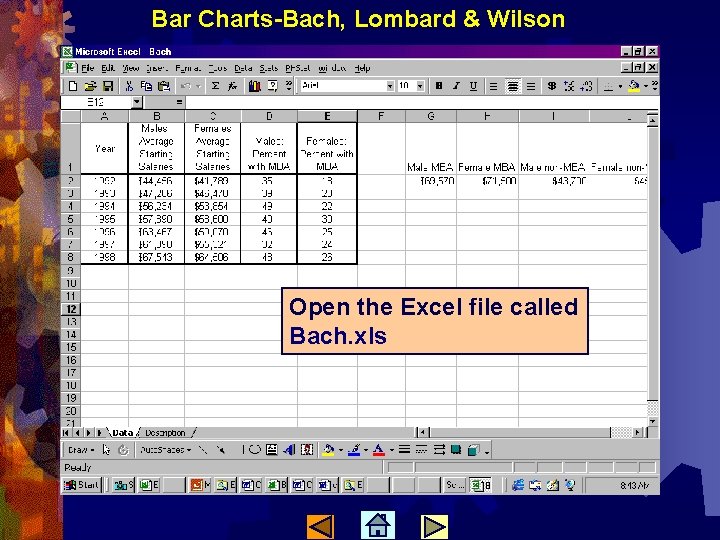 Bar Charts-Bach, Lombard & Wilson Open the Excel file called Bach. xls 