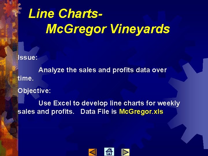 Line Charts. Mc. Gregor Vineyards Issue: Analyze the sales and profits data over time.