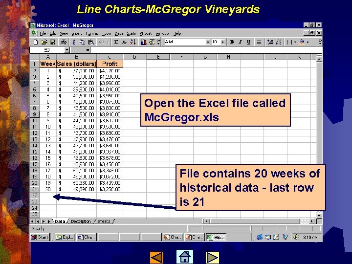 Line Charts-Mc. Gregor Vineyards Open the Excel file called Mc. Gregor. xls File contains