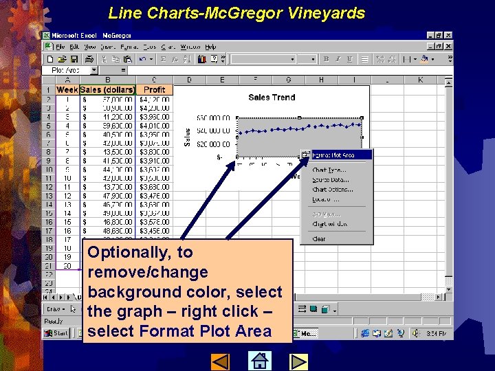 Line Charts-Mc. Gregor Vineyards Optionally, to remove/change background color, select the graph – right