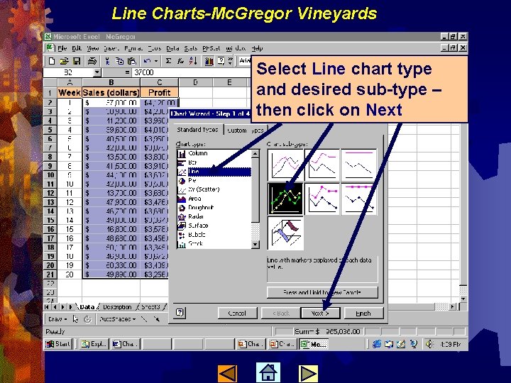 Line Charts-Mc. Gregor Vineyards Select Line chart type and desired sub-type – then click