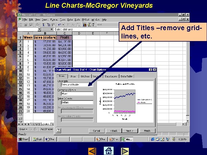 Line Charts-Mc. Gregor Vineyards Add Titles –remove gridlines, etc. 