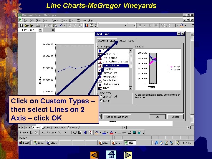 Line Charts-Mc. Gregor Vineyards Click on Custom Types – then select Lines on 2