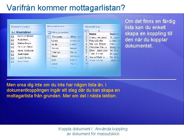 Varifrån kommer mottagarlistan? Om det finns en färdig lista kan du enkelt skapa en