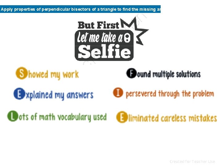 Apply properties of perpendicular bisectors of a triangle to find the missing angles and