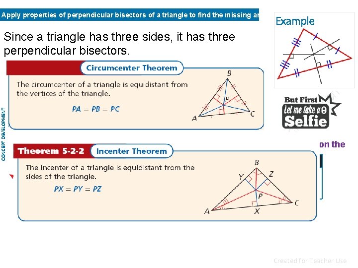 Apply properties of perpendicular bisectors of a triangle to find the missing angles and