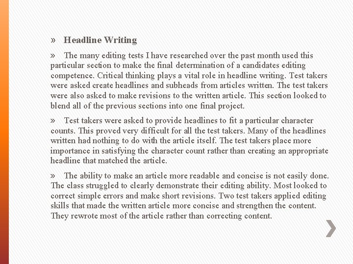 » Headline Writing » The many editing tests I have researched over the past