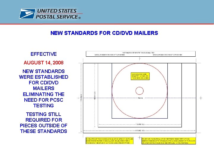 NEW STANDARDS FOR CD/DVD MAILERS EFFECTIVE AUGUST 14, 2008 NEW STANDARDS WERE ESTABLISHED FOR