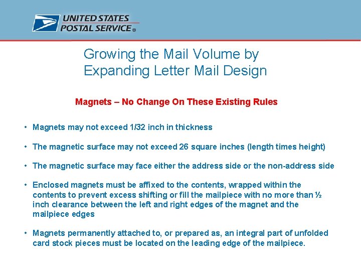 Growing the Mail Volume by Expanding Letter Mail Design Magnets – No Change On