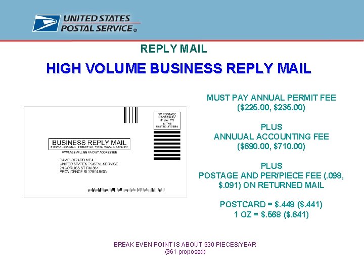 REPLY MAIL HIGH VOLUME BUSINESS REPLY MAIL MUST PAY ANNUAL PERMIT FEE ($225. 00,