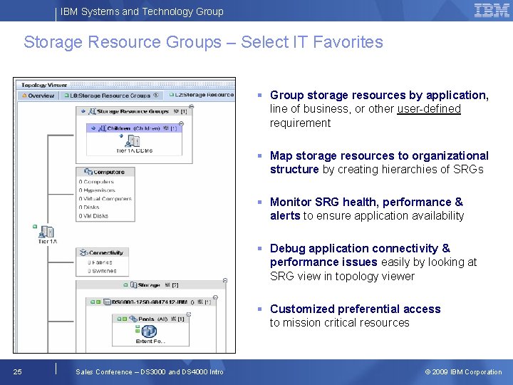 IBM Systems and Technology Group Storage Resource Groups – Select IT Favorites Group storage