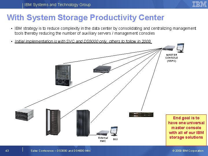 IBM Systems and Technology Group With System Storage Productivity Center • IBM strategy is