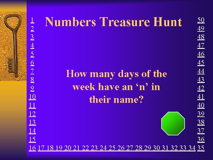 Numbers Treasure Hunt 1 50 2 49 3 48 4 47 5 46 6