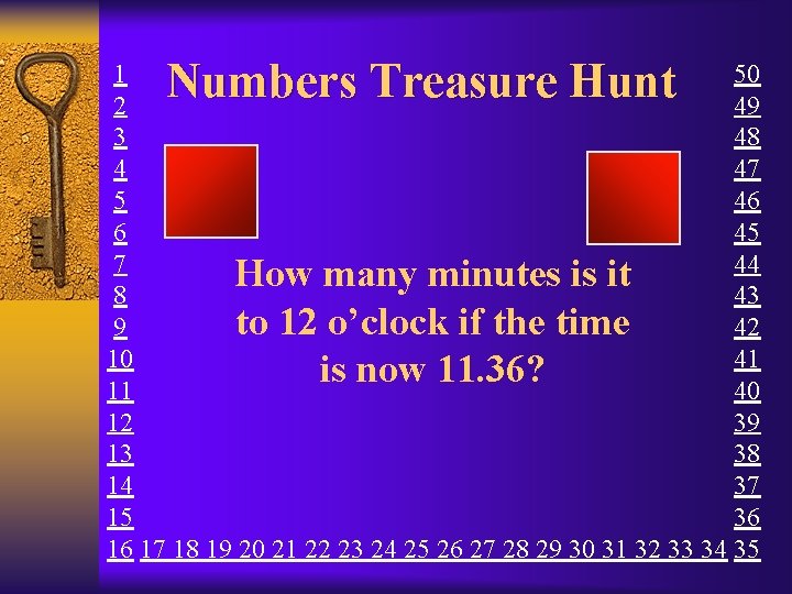 Numbers Treasure Hunt 1 50 2 49 3 48 4 47 5 46 6