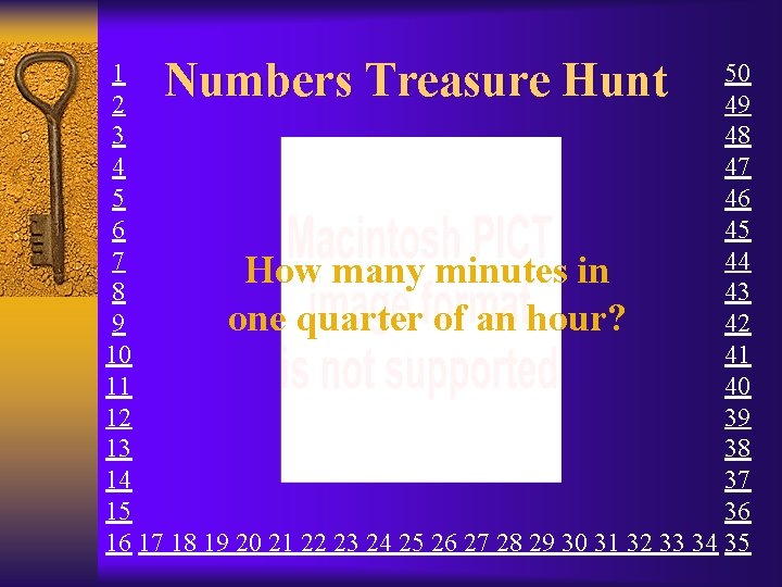 Numbers Treasure Hunt 1 50 2 49 3 48 4 47 5 46 6