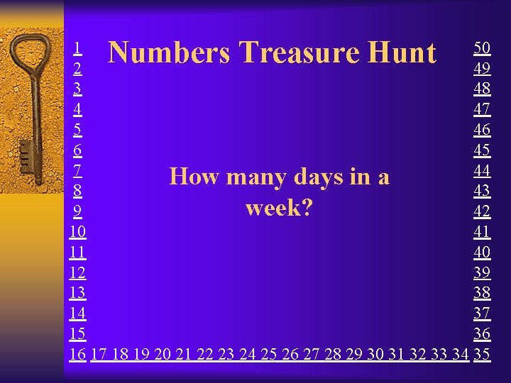 Numbers Treasure Hunt 1 50 2 49 3 48 4 47 5 46 6