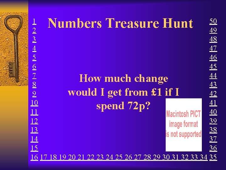 Numbers Treasure Hunt 1 50 2 49 3 48 4 47 5 46 6