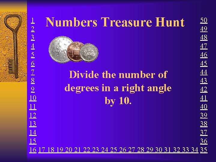 Numbers Treasure Hunt 1 50 2 49 3 48 4 47 5 46 6