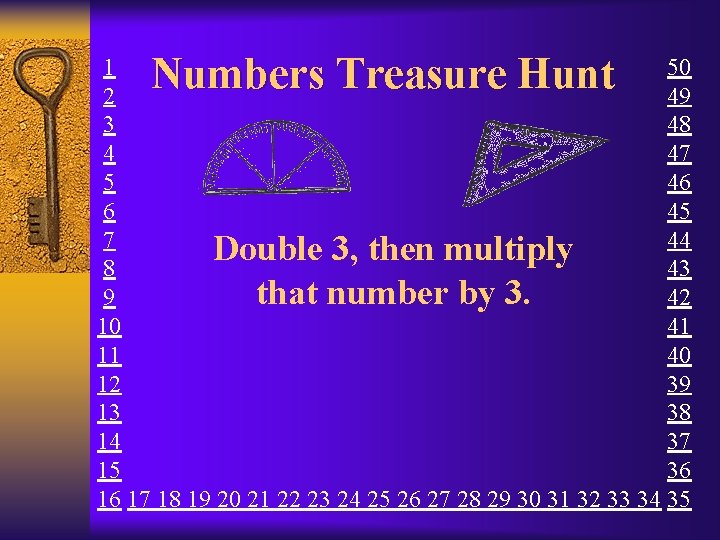 Numbers Treasure Hunt 1 50 2 49 3 48 4 47 5 46 6