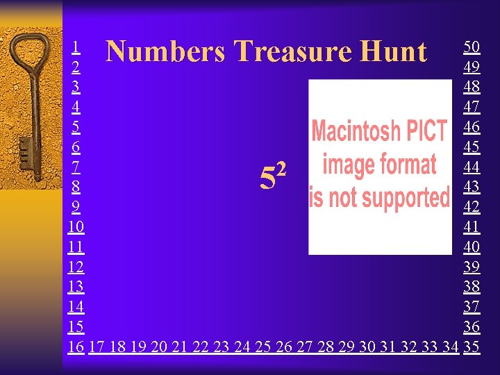 Numbers Treasure Hunt 1 50 2 49 3 48 4 47 5 46 6