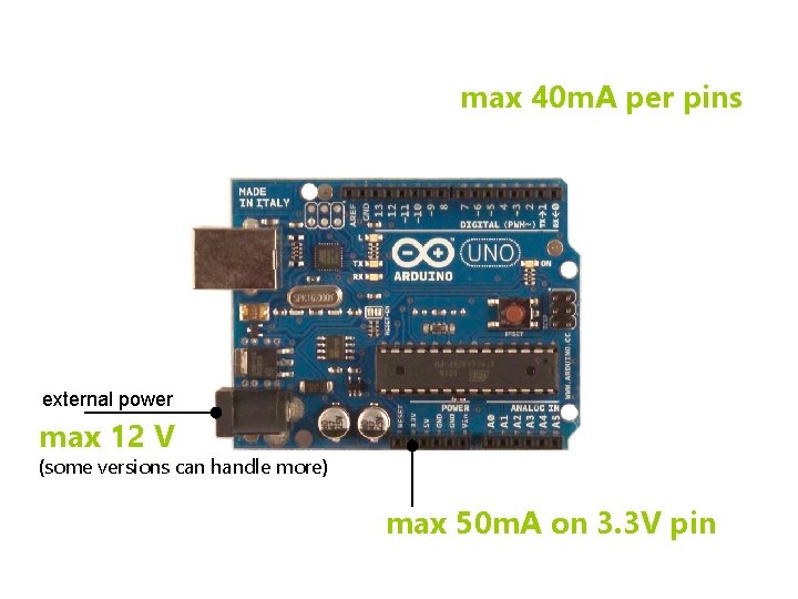 max 40 m. A per pins external power max 12 V (some versions can max 40 m. A per pins external power max 12 V (some versions can
