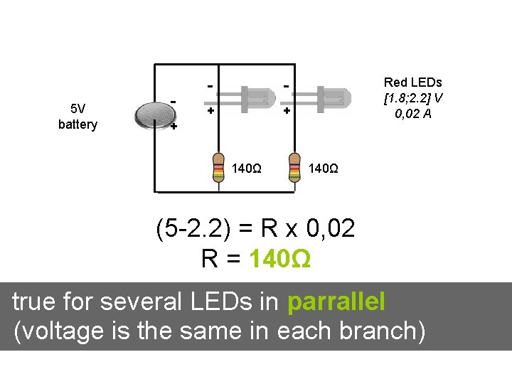 5 V battery - - - + + Red LEDs [1. 8; 2. 2]