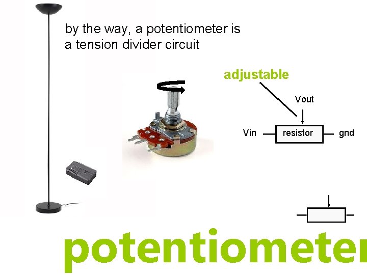 by the way, a potentiometer is a tension divider circuit adjustable Vout Vin resistor by the way, a potentiometer is a tension divider circuit adjustable Vout Vin resistor