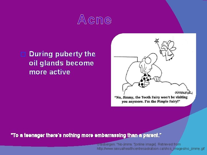 Acne � During puberty the oil glands become more active “To a teenager there’s
