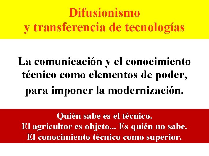 Difusionismo y transferencia de tecnologías La comunicación y el conocimiento técnico como elementos de