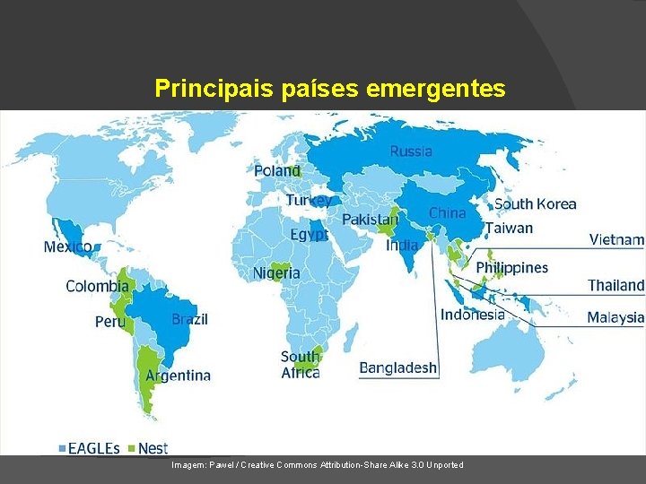 Principais países emergentes Imagem: Pawel / Creative Commons Attribution-Share Alike 3. 0 Unported 