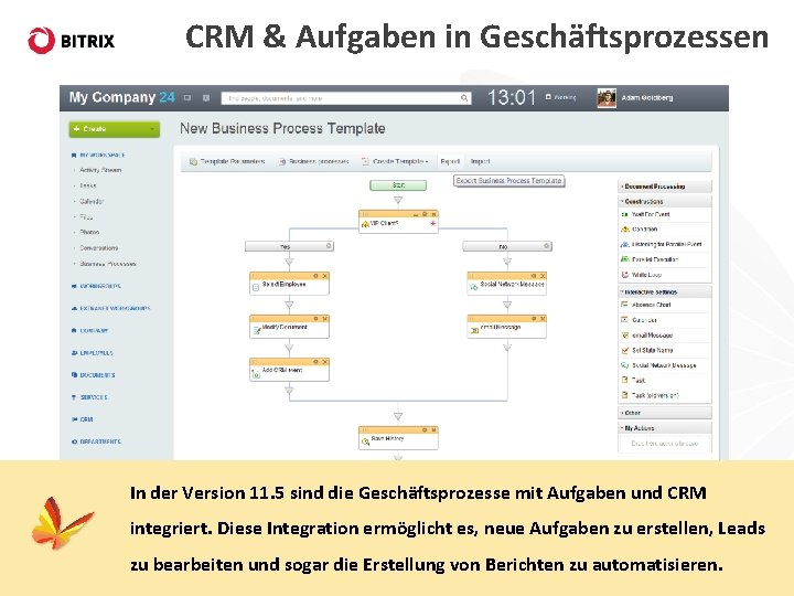 CRM & Aufgaben in Geschäftsprozessen In der Version 11. 5 sind die Geschäftsprozesse mit