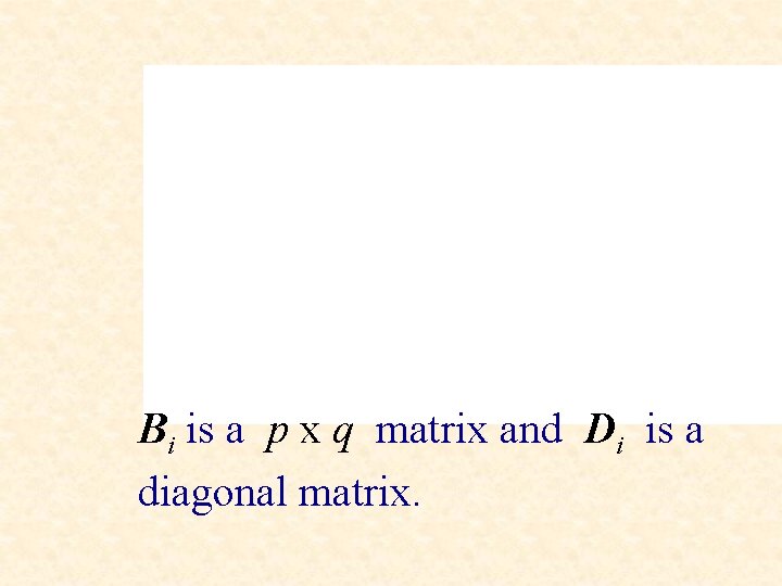 Bi is a p x q matrix and Di is a diagonal matrix. 