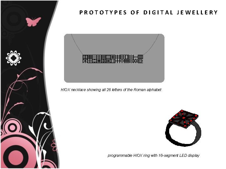 PROTOTYPES OF DIGITAL JEWELLERY HIOX necklace showing all 26 letters of the Roman alphabet