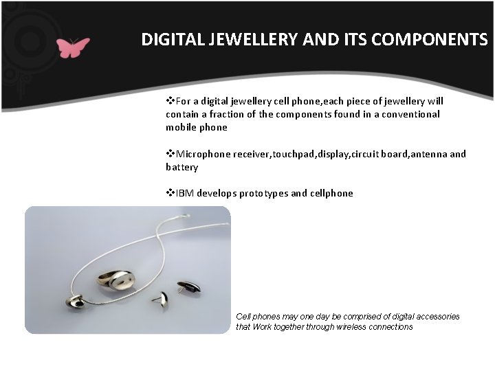 DIGITAL JEWELLERY AND ITS COMPONENTS v. For a digital jewellery cell phone, each piece