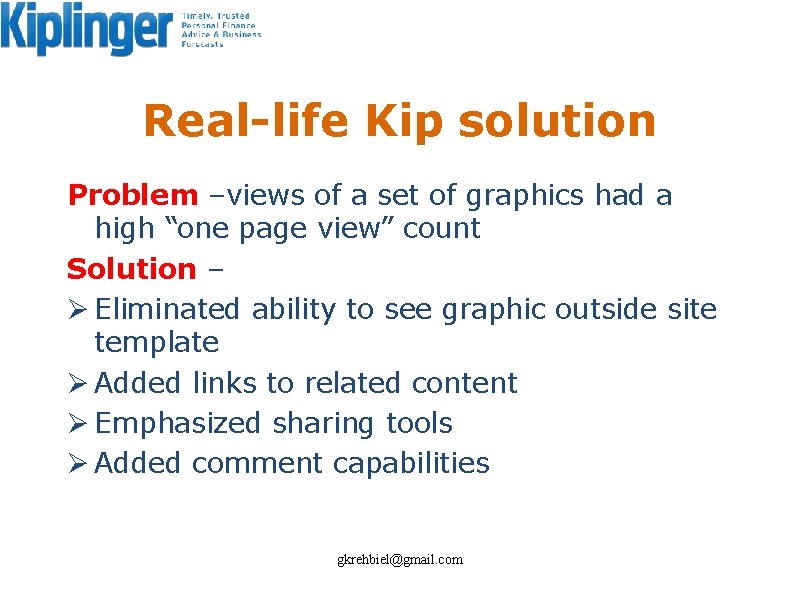 Real-life Kip solution Problem –views of a set of graphics had a high “one