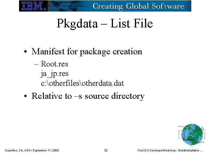 Pkgdata – List File • Manifest for package creation – Root. res ja_jp. res