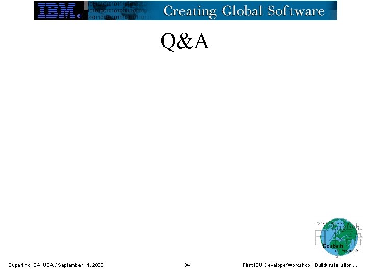 Q&A Cupertino, CA, USA / September 11, 2000 34 First ICU Developer. Workshop :