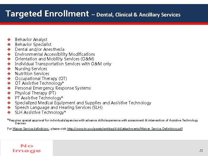 Targeted Enrollment – Dental, Clinical & Ancillary Services v v v v Behavior Analyst Targeted Enrollment – Dental, Clinical & Ancillary Services v v v v Behavior Analyst