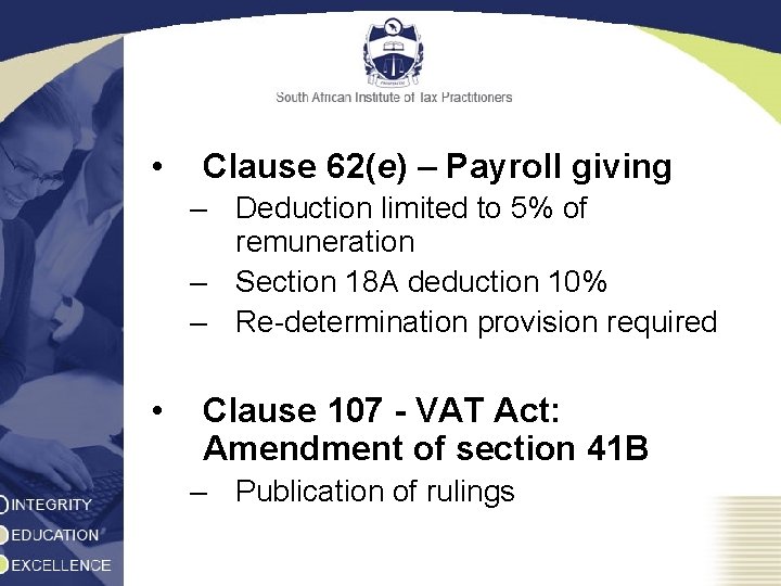  • Clause 62(e) – Payroll giving – Deduction limited to 5% of remuneration