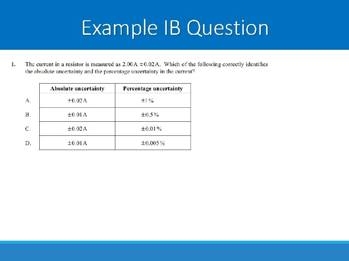 Example IB Question Example IB Question