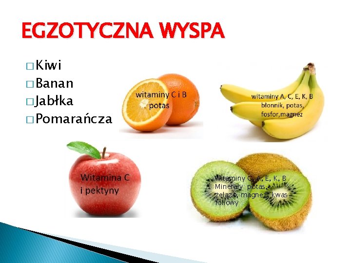 EGZOTYCZNA WYSPA � Kiwi � Banan � Jabłka � Pomarańcza Witaminy C, A, E,