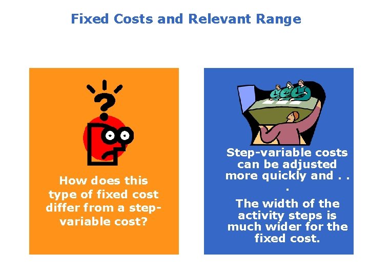 Fixed Costs and Relevant Range How does this type of fixed cost differ from