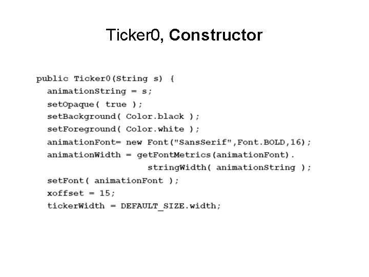 Ticker 0, Constructor Ticker 0, Constructor