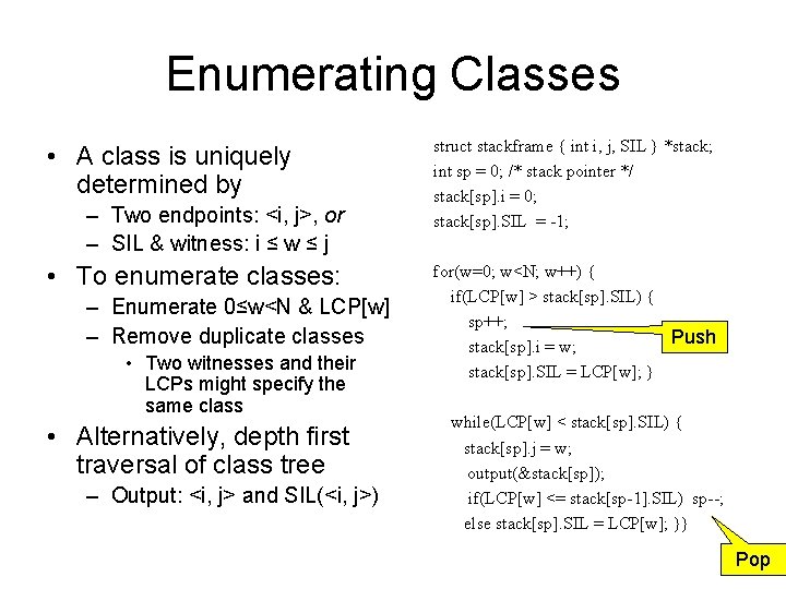 Enumerating Classes • A class is uniquely determined by – Two endpoints: <i, j>,