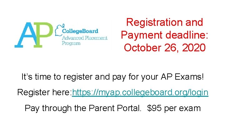 Registration and Payment deadline: October 26, 2020 It’s time to register and pay for