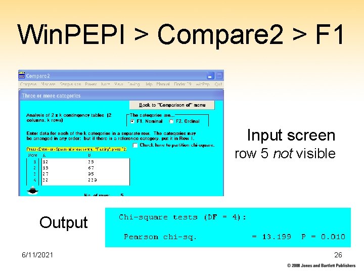 Win. PEPI > Compare 2 > F 1 Input screen row 5 not visible