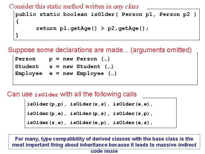 Consider this static method written in any class public static boolean is. Older( Person